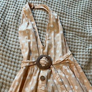 Polka dot midi halter dress